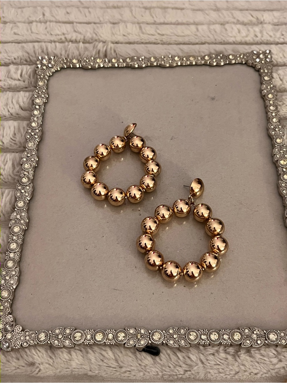 Gold Ball Hoop Earrings - Women Jewelry